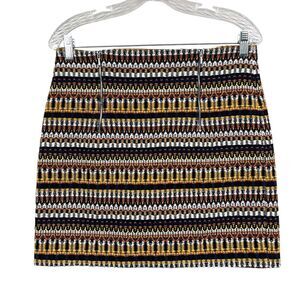 Mango Suit Womens Tapestry Mini Skirt Tribal Print Lined Textured Knit Sz 10*